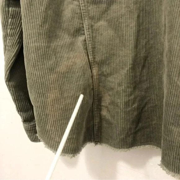 Zara Shacket Corduroy Olive Green Collared Oversized Button Up Raw Hem Size Smal - Picture 5 of 10